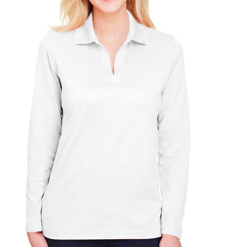 Devon & Jones CrownLux Performance"' Women's Plaited Long Sleeve Polo Shirt