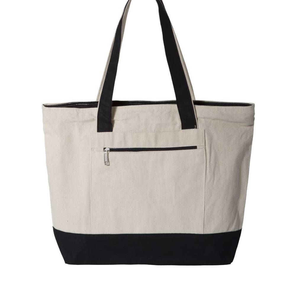 Q-Tees Zippered Canvas Tote Bag